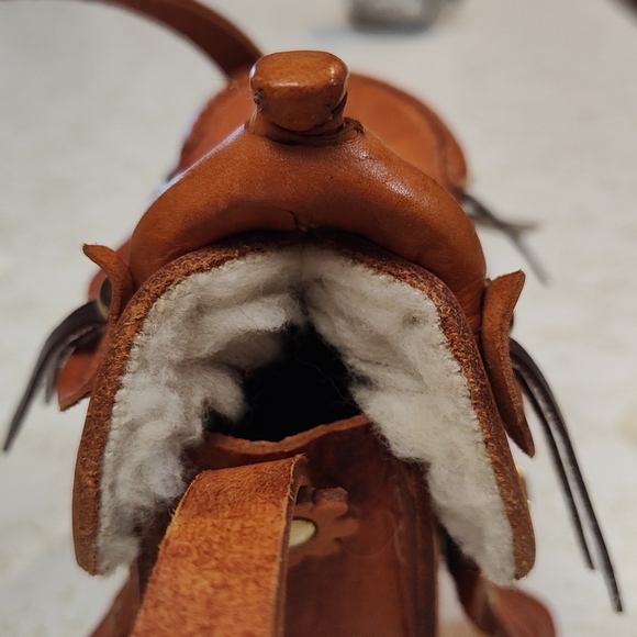 Handtooled leather and sheepskin Western mini bag - Picture 12 of 16